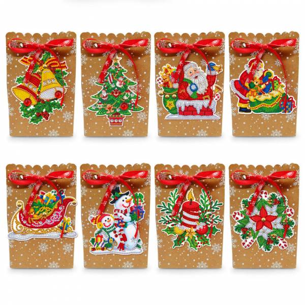 Diamond Painting Geschenkbeutel mit Anhänger, 8 Stück