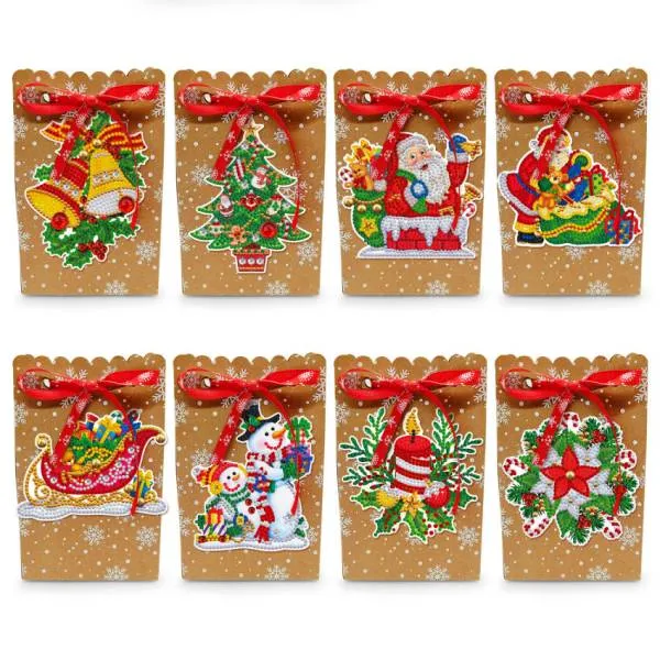 Diamond Painting Gift Bags with Tags, 8 Pieces