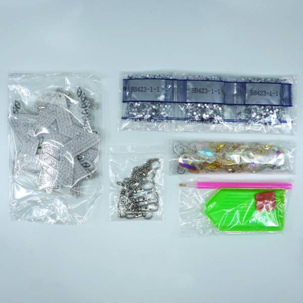 Diamond Painting Christmas Tree Decoration with Pendant, 6 Pieces