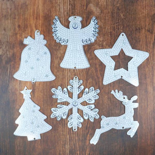 Diamond Painting Christmas Tree Decoration with Pendant, 6 Pieces