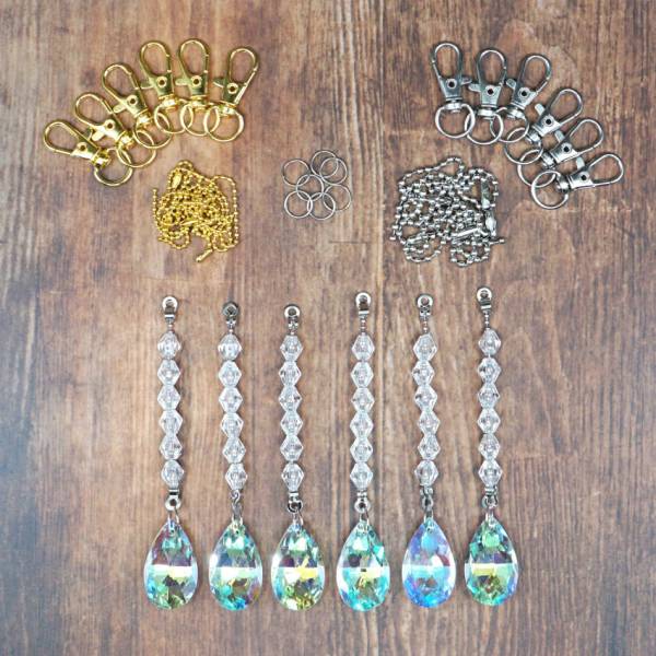 Diamond Painting Christbaum-Deko mit Anhänger, 6 Stück