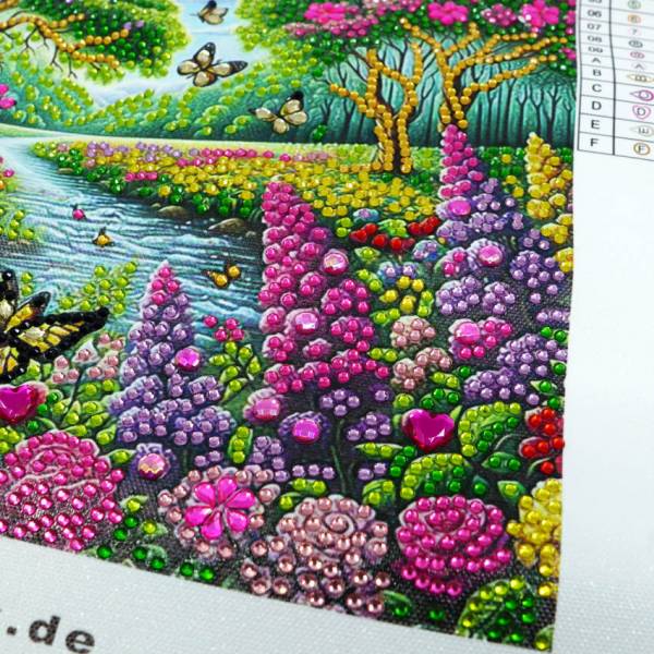 Diamond Painting picture, river landscape, rhinestone diamonds, approx. 25x25cm, partial picture, suitable for beginners