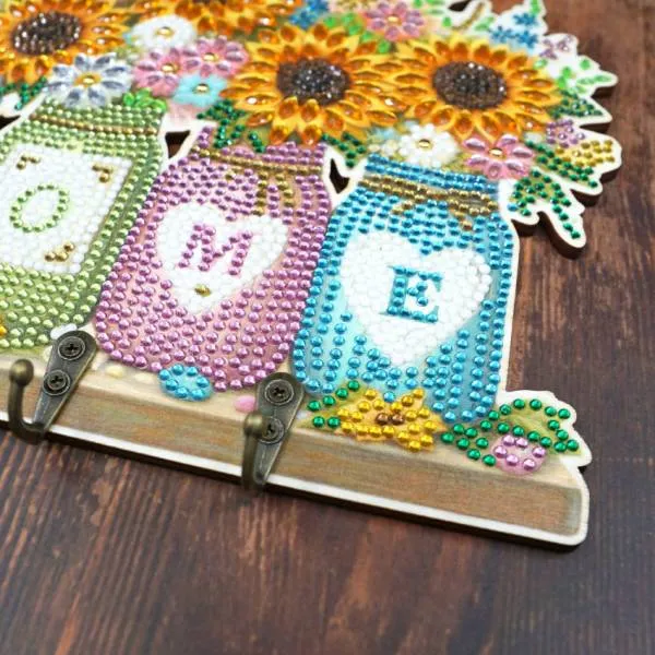 Diamond Painting Hook Rack, Sunflowers HOME