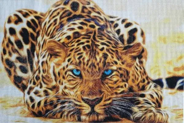 Diamond Painting Bild, Leopard, 90x60cm, 45 Farben, runde Steine, Vollbild