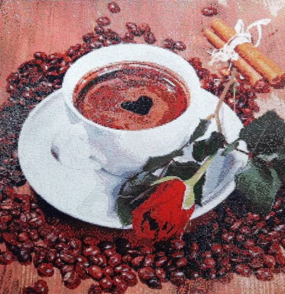 Diamond Painting picture, coffee cup with rose, 60x60cm, 40 colors, square stones, full image