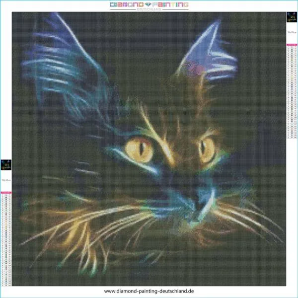 Diamond Painting picture, cat, 70x70cm, 50 colors, square stones, full image