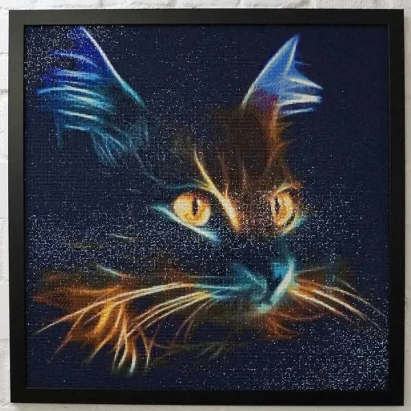 Diamond Painting picture, cat, 70x70cm, 50 colors, square stones, full image