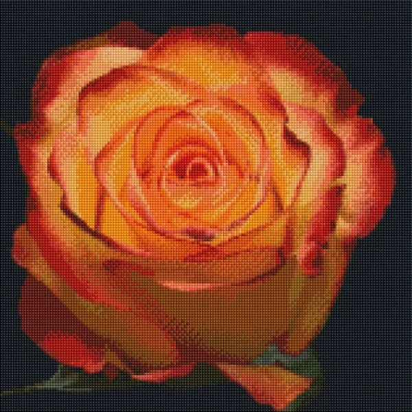 Diamond Painting Bild, Rose, orangerot, 40x40cm, 50 Farben, eckige Steine, Vollbild