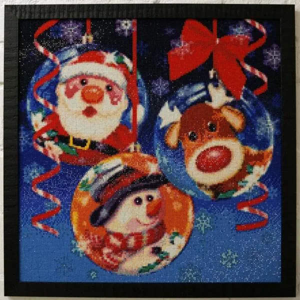 Diamond Painting Bild, Weihnachtskugeln, 50x50cm, 50 Farben, runde Steine, Vollbild
