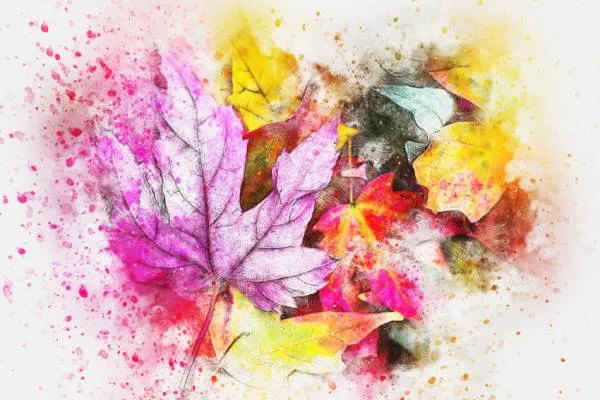 Diamond Painting Bild, Herbstliches Aquarell, 75x50cm, 50 Farben, eckige Steine, Vollbild