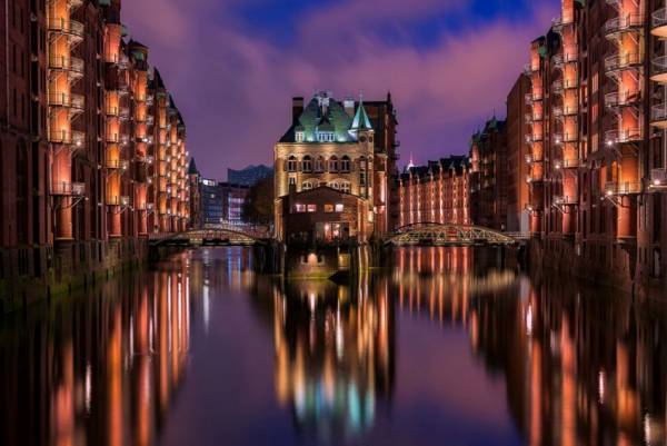 Diamond Painting Bild, Hamburg, Speicherstadt, eckige Steine, ca. 100x67cm, 120 Farben, Vollbild