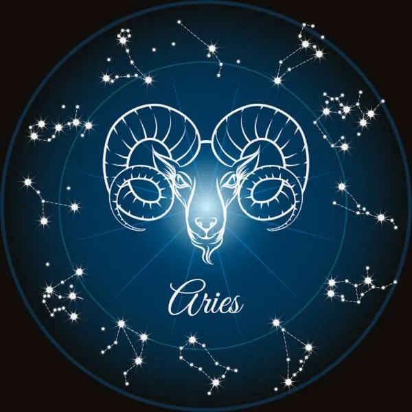 Template (without stones) Zodiac sign Aries, Glow in the dark - night glow, 60x60cm, 45 colours, for round stones, full screen