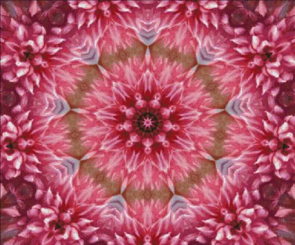 Diamond Painting Bild, Pinkes Kaleidoskop, 90x75cm, 50 Farben, runde Steine, Vollbild