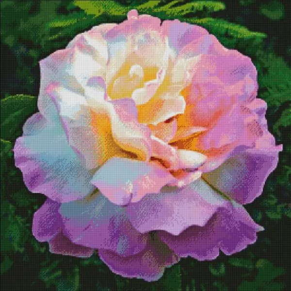 Diamond Painting Bild, Pastellblüte, 70x70cm, 50 Farben, eckige Steine, Vollbild