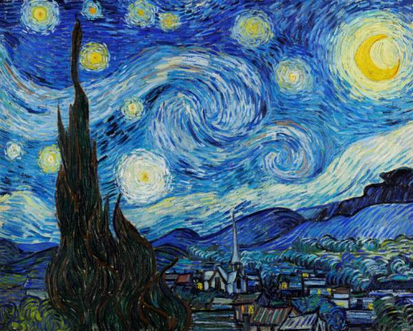 Vincent van Gogh - Sternennacht, Starry Night, runde Steine, ca. 75x90cm, 60 Farben, Vollbild