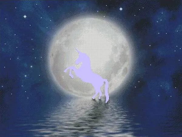 Diamond Painting Bild, Einhorn - Nachtleuchtend, 80x60cm, 50 Farben, eckige Steine, Vollbild