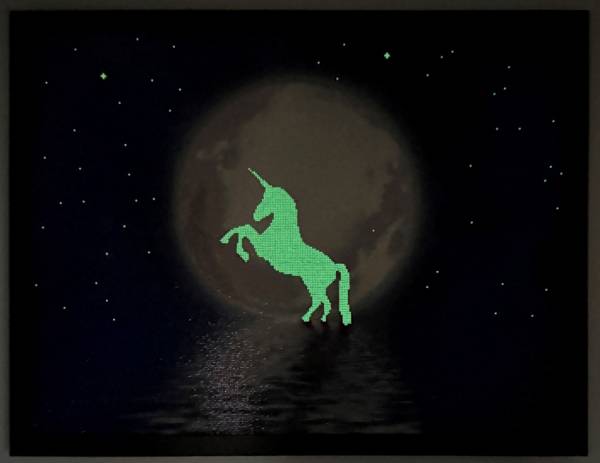 Diamond Painting Bild, Einhorn - Nachtleuchtend, eckige Steinchen, ca. 60x80cm, 50 Farben, Vollbild