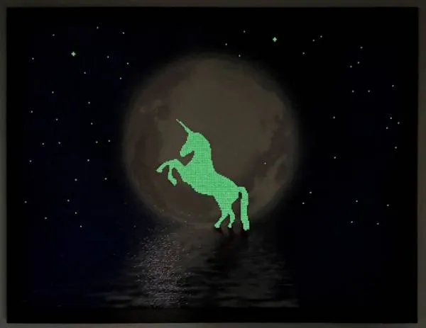 Diamond Painting Bild, Einhorn - Nachtleuchtend, 80x60cm, 50 Farben, eckige Steine, Vollbild