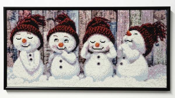 Diamond Painting Bild, Schneemänner, eckige Steinchen, ca. 50x25cm, 35 Farben, Vollbild