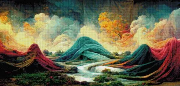 Vorlage (ohne Steine) Color out of Place - Softness, 60x125cm, 60 Farben, für eckige Steine, Vollbild