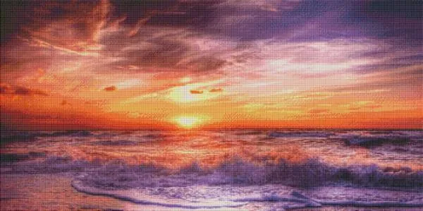 Diamond Painting Bild, abendlicher Strandspaziergang, 100x50cm, 55 Farben, eckige Steine, Vollbild