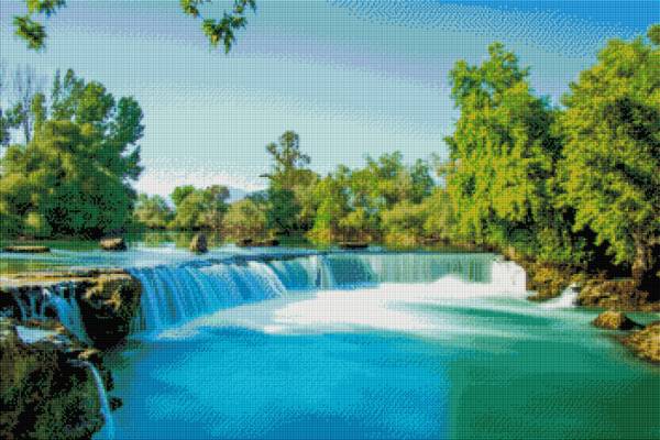 Diamond Painting picture, idyllic waterfall, square stones, 60x90cm, 55 colours, full picture