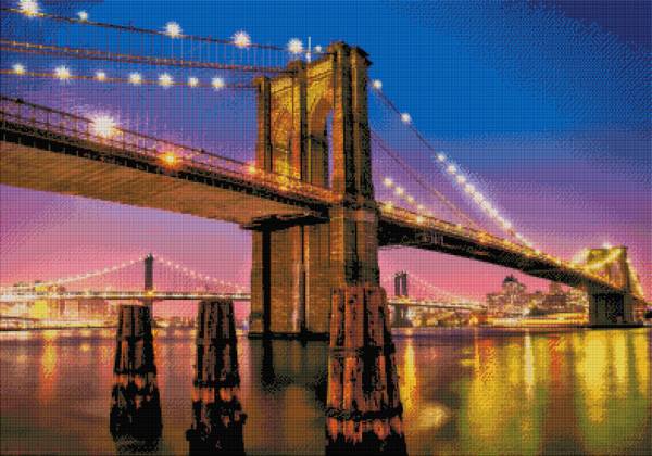 Vorlage (ohne Steine) Brooklyn Bridge, 70x100cm, 60 Farben, für runde Steine, Vollbild