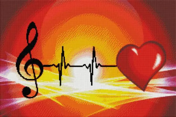 Diamond Painting picture, Heartbeat, 60x40cm, 35 colours, square stones, full picture
