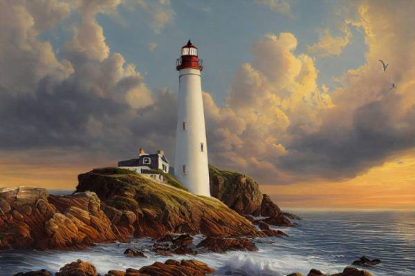 Diamond Painting picture, light by the sea, square stones, 50x80cm, 60 colours, full screen
