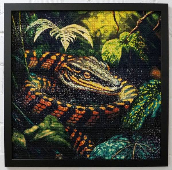 Diamond Painting Bild, Schlange, runde Steinchen, 60x60cm, 35 Farben, Vollbild