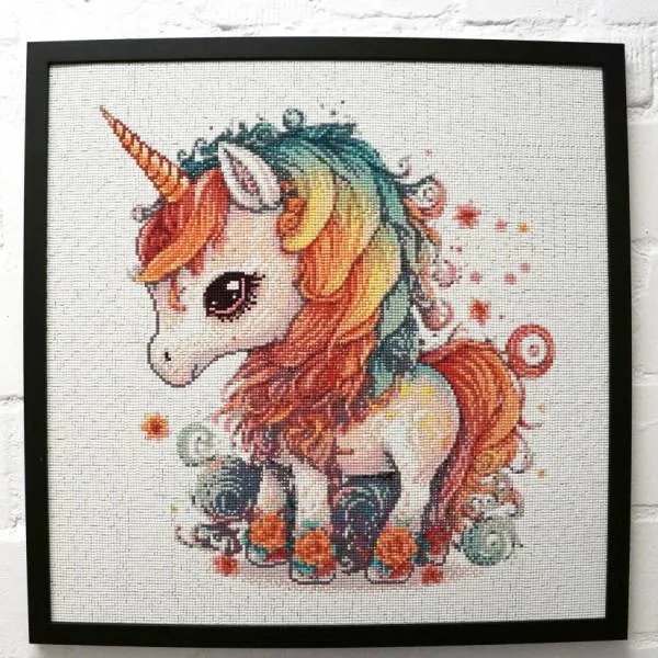 Diamond Painting Bild, kleines Einhorn, 50x50cm, 30 Farben, eckige Steine, Vollbild