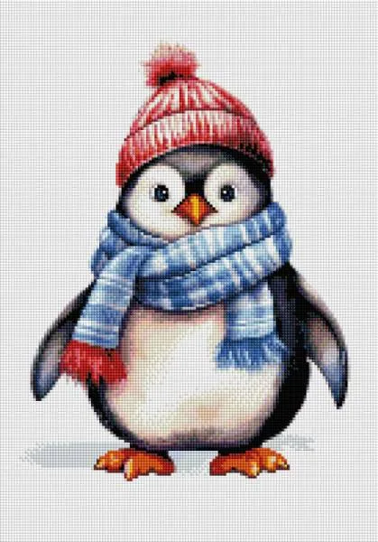 Diamond Painting Bild, Kleiner Pinguin, 35x50cm, 35 Farben, eckige Steine, Vollbild