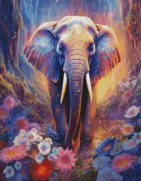 Diamond Painting Bild, Elefant, 70x90cm, 70 Farben, eckige Steine, Vollbild