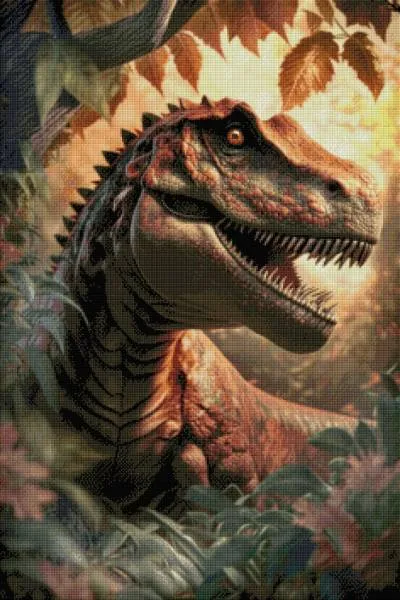 Diamond Painting Bild, T-Rex Dinosaurier, 60x90cm, 60 Farben, eckige Steine, Vollbild