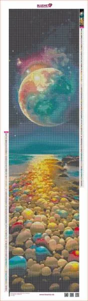 Karen Landsmann, Moonlight Path, 40x160cm, 120 Farben, eckige Steine, Vollbild