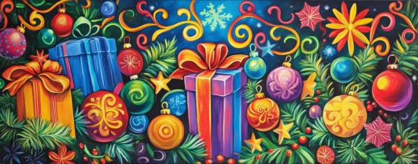 Diamond Painting picture, Christmas motif gifts, square stones, 30x80cm,  colours, full picture