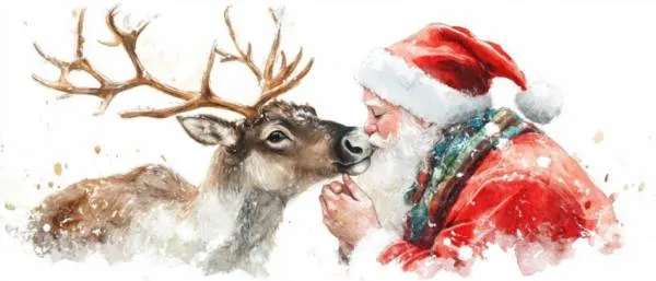 Diamond Painting Bild, Weihnachtsmotiv Santa und Rentier, 90x40cm, 40 Farben, eckige Steine, Vollbild