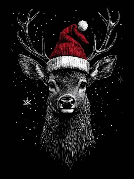 Diamond Painting Bild, Weihnachtshirsch, 60x80cm, 16 Farben, eckige Steine, Vollbild