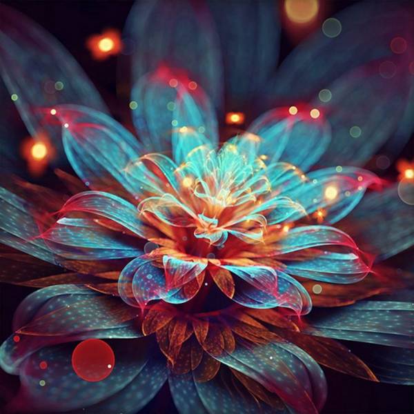 Diamond Painting Bild, Lichterseerose, eckige Steine, 60x60cm,  46 Farben, Vollbild