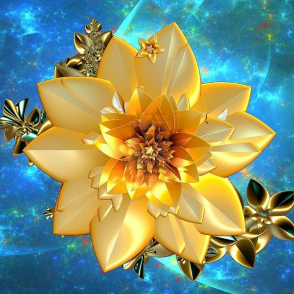 Diamond Painting Bild, Sternblüte, eckige Steine, 60x60cm, 48 Farben, Vollbild