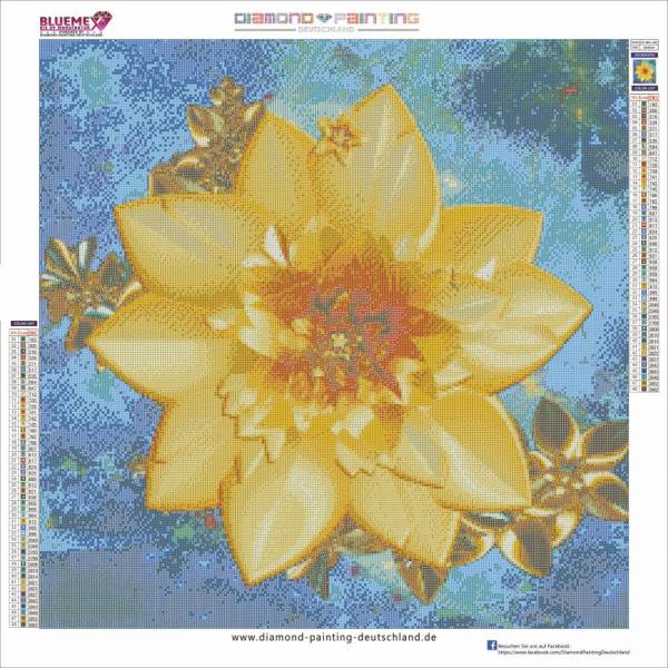 Diamond Painting Bild, Sternblüte, eckige Steine, 60x60cm, 48 Farben, Vollbild