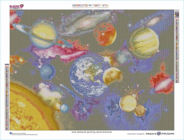 Diamond Painting Bild, Universum, eckige Steinchen, ca. 63x86cm, 48Farben, Vollbild