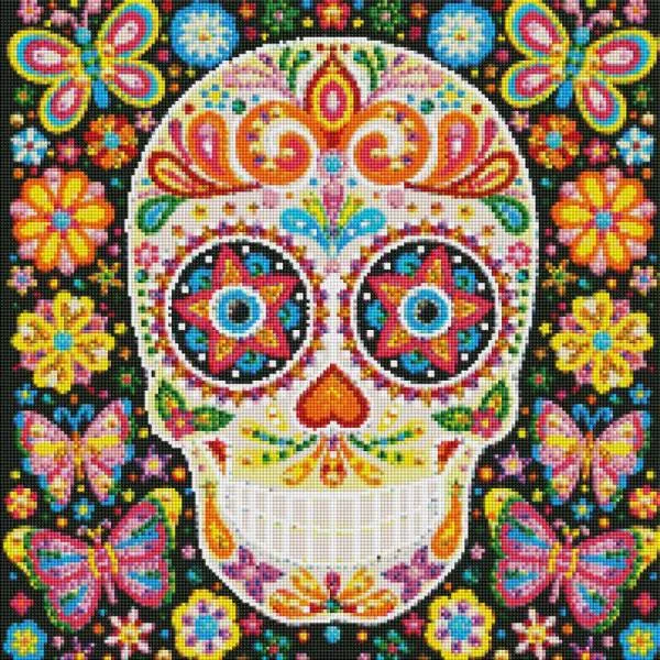 Skull, Glow In The Dark – Night Glow, 50x50cm, 43 Colours, Square Stones, Full Image