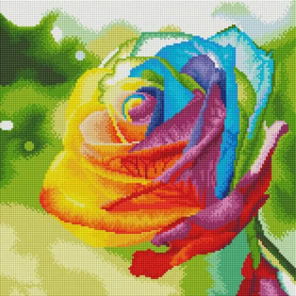 Rainbow rose, 40x40cm, 46 colors, square stones, full screen