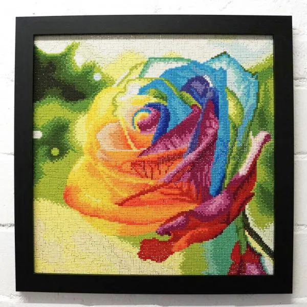 Rainbow rose, 40x40cm, 46 colors, square stones, full screen