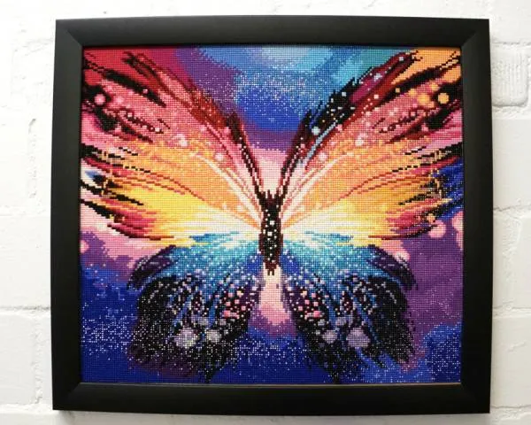Diamond Painting Bild, Schmetterling, 39x44cm, 39 Farben incl. 19 AB, eckige Steine, Vollbild