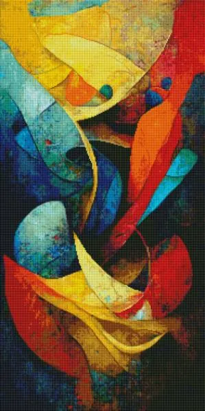 Diamond Painting Bild, Abstrakte Kunst, 50x100cm, 64 Farben inkl. 3 AB, eckige Steine, Vollbild