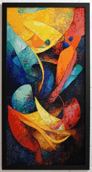 Diamond Painting Bild, Abstrakte Kunst, 50x100cm, 64 Farben inkl. 3 AB, runde Steine, Vollbild