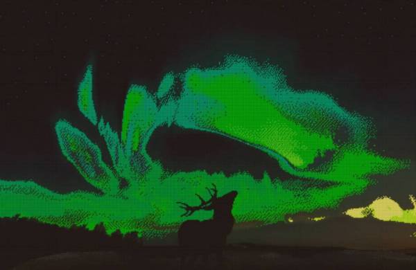 Diamond Painting Bild, Nordlichter, Nachtleuchtend, eckige Steinchen, 65x100cm, 71 Farben inkl. 7 Glow, Vollbild