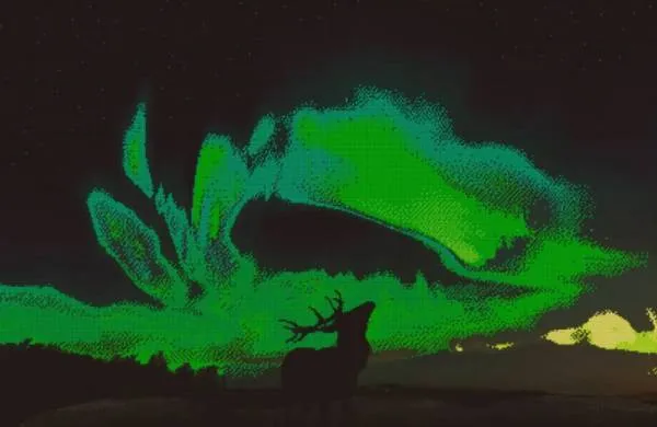 Diamond Painting picture, Northern Lights, 100x65cm, 71 colours, 7 Glow, round stones, full picture
